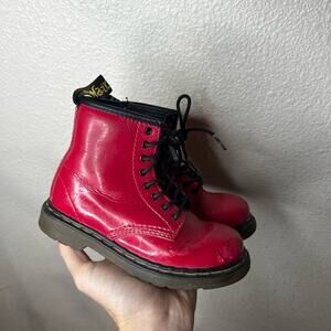 Dr. Martens 1460 Brooklee Toddler Size 9 Red Patent 8-Eyelet Combat Boots FLAWED